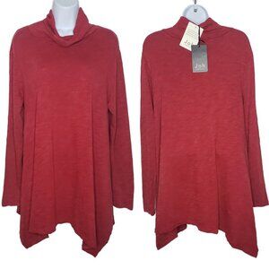 NWT Joh Apparel Sz XS Lagenlook Turtle Neck Cotton Sweater, Maroon(1506